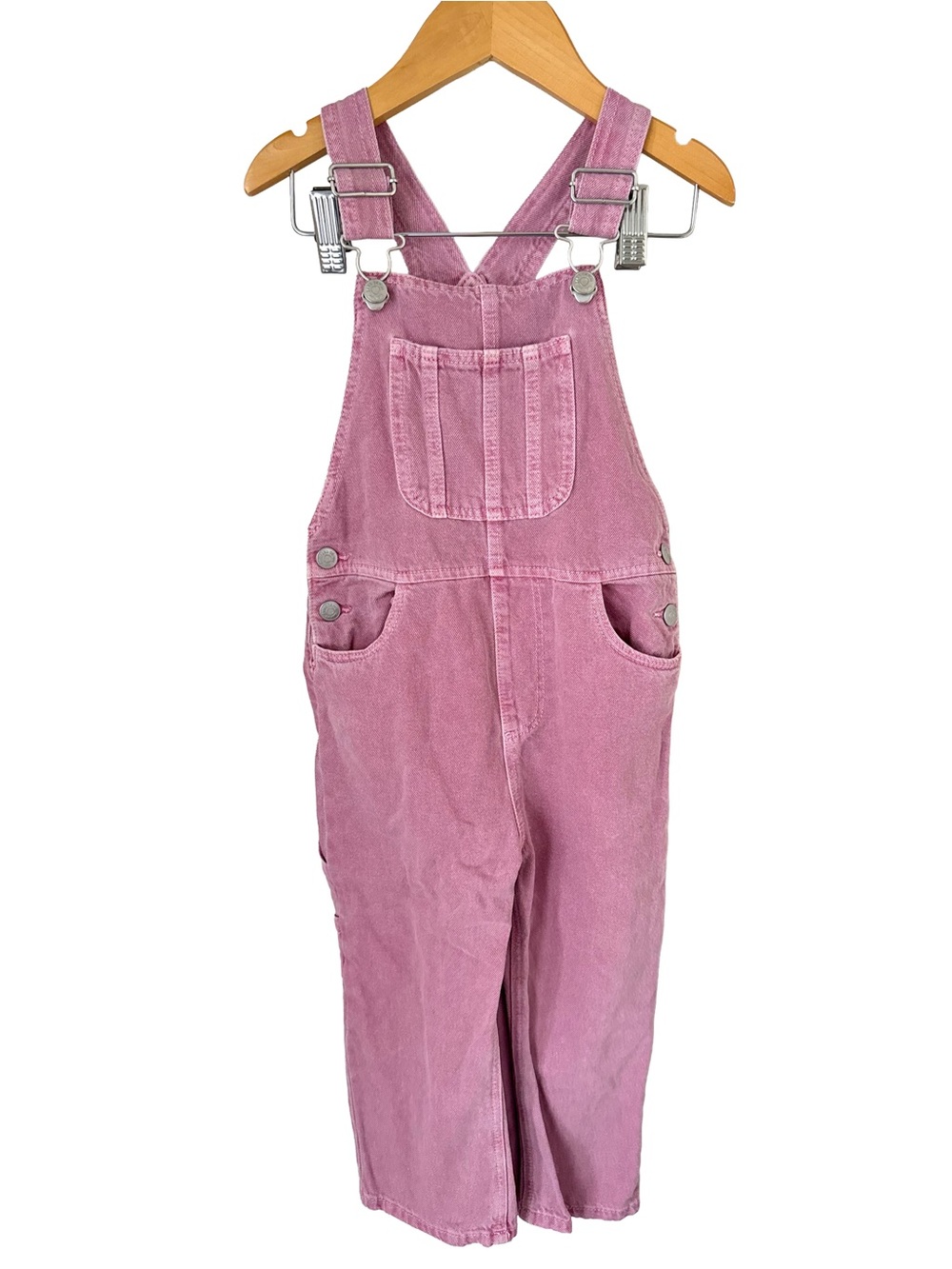 Zara Mauve Pink Denim Carpenter Kids Overalls Size 3/4 Years